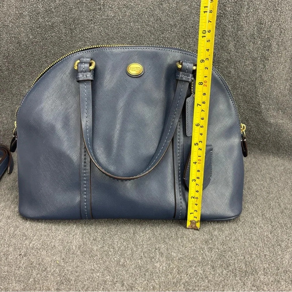 Coach Peyton Teal Navy Leather Bag Style No: F 25671 W/Removable Crossbody Strap - Picture 9 of 9